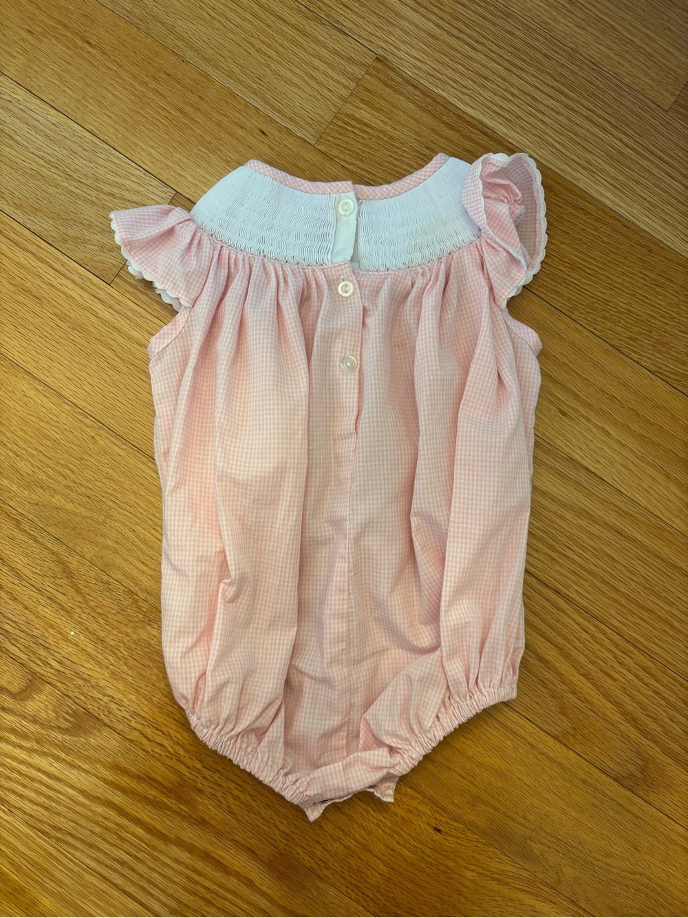 Pink Gingham Baby One-Piece with Hot Air Balloon Smocking - Picture 5 of 5